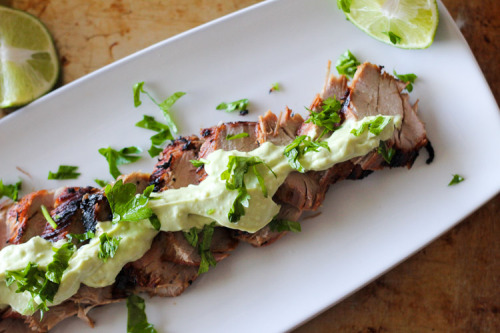 gastronomicgoodies:  Chipotle Lime Grilled Pork Tenderloin with Avocado Cream