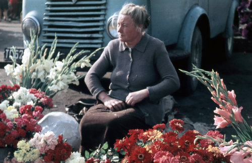 sovietpostcards:Flower sellers at the Central Market in Riga, Latvia (1964) (via)