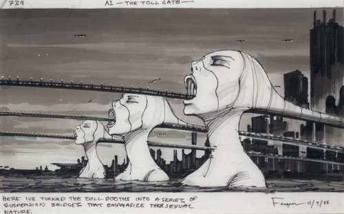 talesfromweirdland:Early concept and storyboard art for Stanley Kubrick’s A.I. Art by Chris Baker.Ku