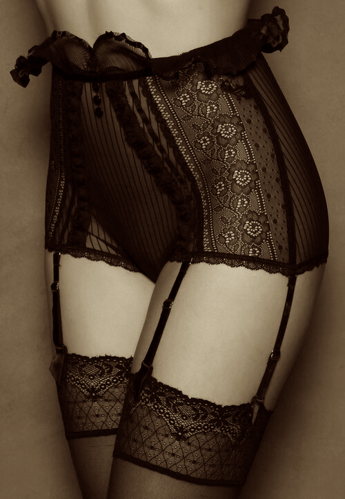 B & W only of women dressed & undressed