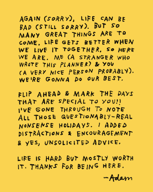 adamjk: welcome letter from my 2019 planner because it’s not too late to start starting