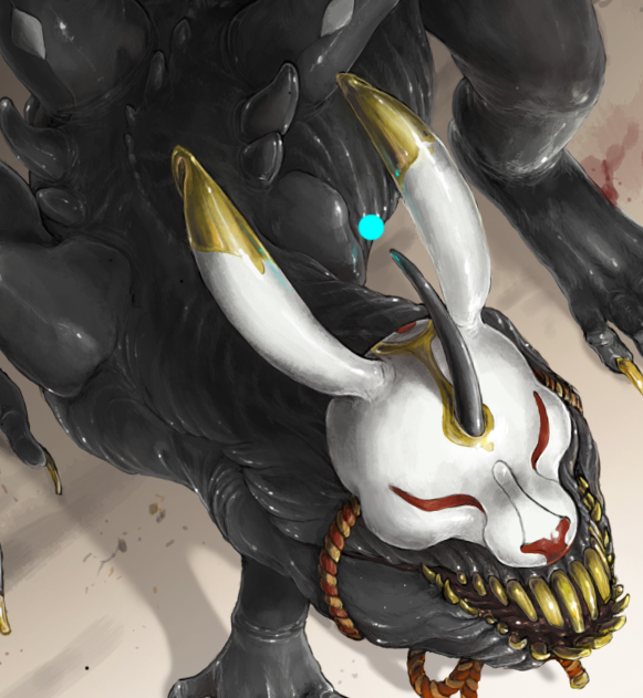 iguanamouth:  rabbit (?)( an art trade for shitsson ahaha this is a big mess)