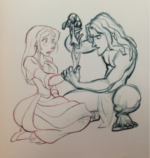 adisneysketch:  Sketch from Tarzan: Tarzan and Jane “The first Disney animated feature set in the jungle since The Jungle Book, Tarzan revealed how much the scope of animation had expanded in the intervening thirty-odd years.” Sketch & excerpt