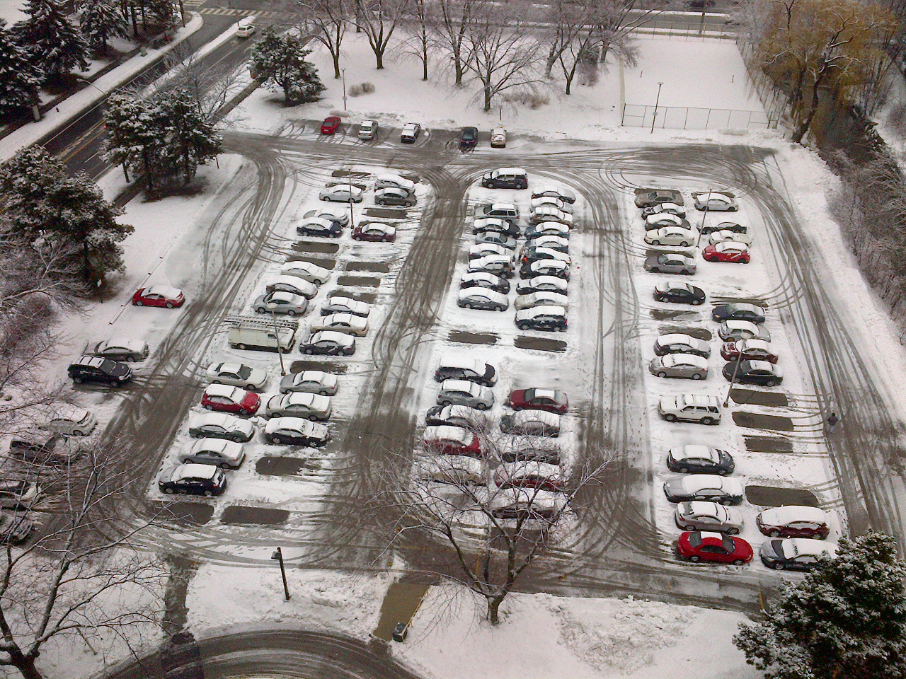 My parking lot in the winter. There&rsquo;s something beautiful about those patterns
