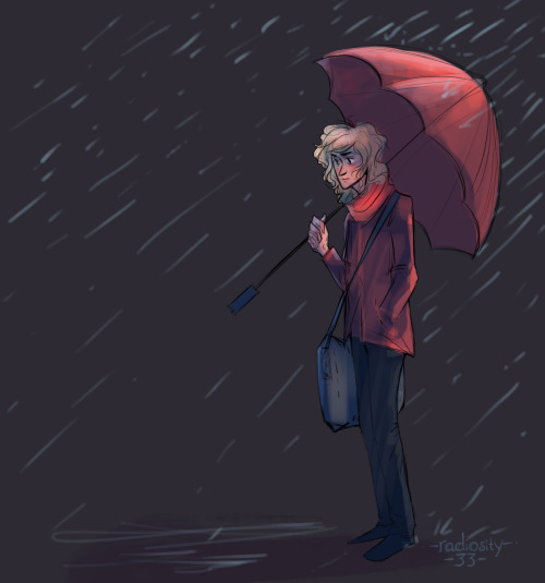 xradiosity:Enjolras waits for the bus on a rainy night. 