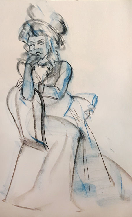 Some costume life drawing of a late baroque/rococo lady in Vienna! The model was fantastic, I hope I