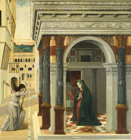 oncanvas:The Annunciation, Gentile Bellini, circa 1475Mixed media on panel133 x 124 cm (52.36 x 48.8