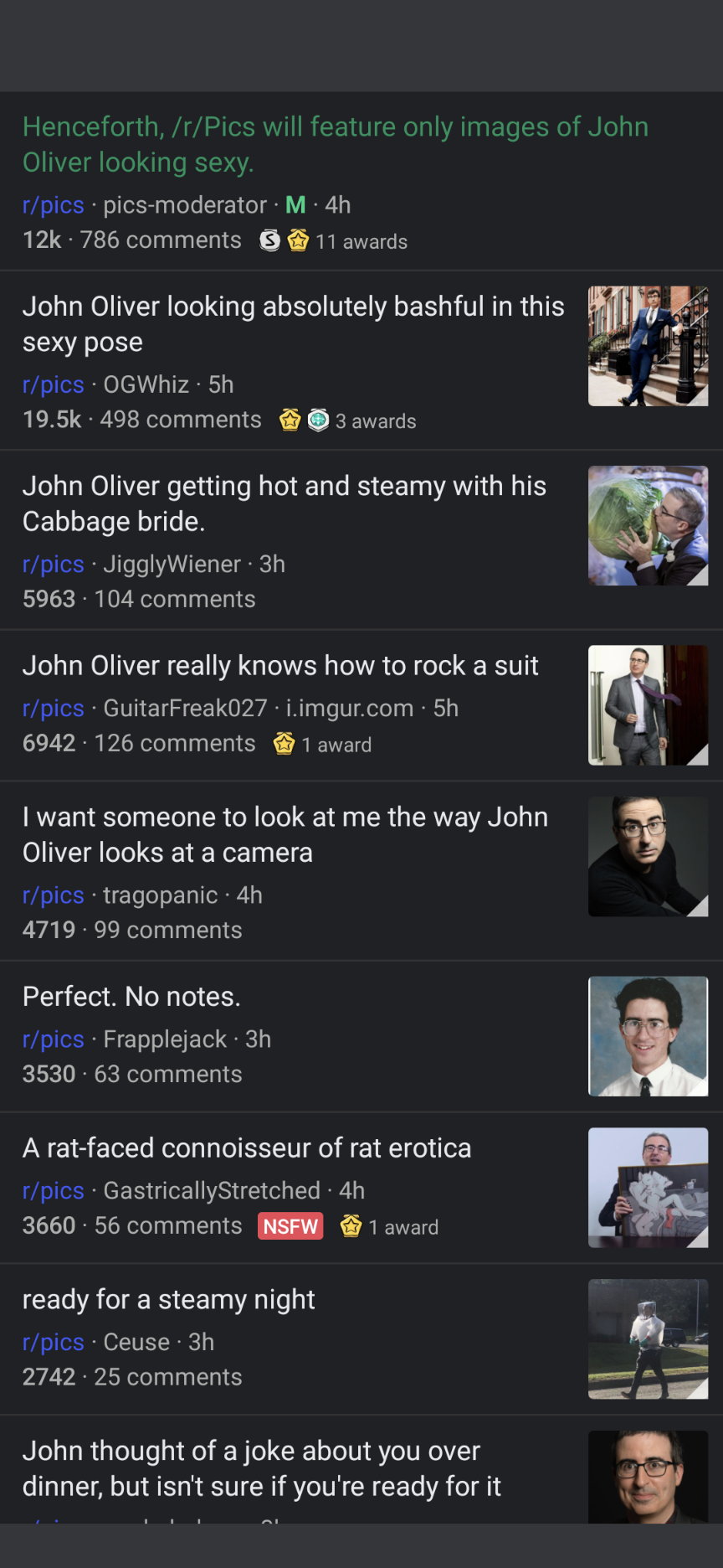 My Favorite Current Reddit Protest. R/pics Is Only Allowing Submissions Of John Oliver.