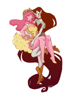 yanelyaguilarart:  It’s been a looooooong time since I’ve drawn any adventure time fanart, and I had these two on my mind. They’re just so precious. I like the idea of PB being round, short, and squishy-soft, and Marcy being tall, angular,  almost