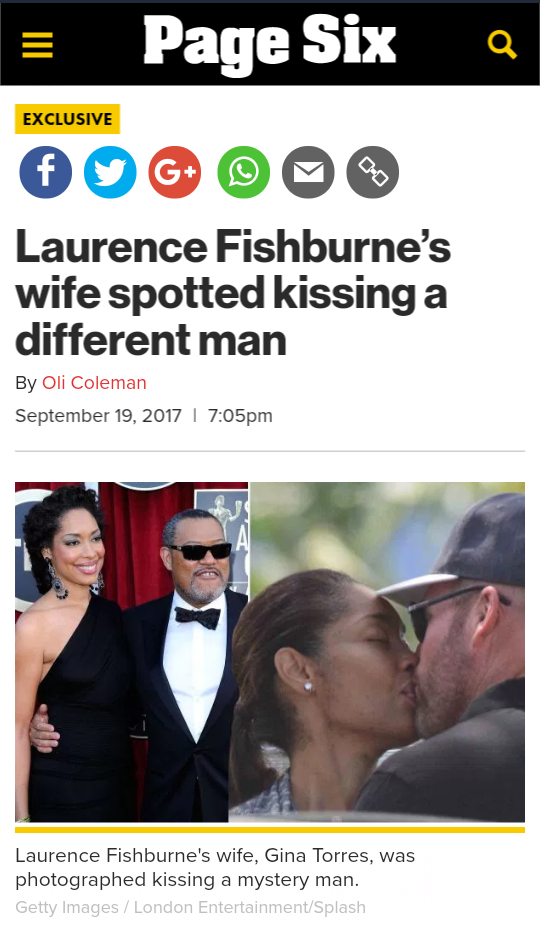 Laurence Fishburne and Gina Torres Split: Our 'Love Story' Has 'a Different Ending