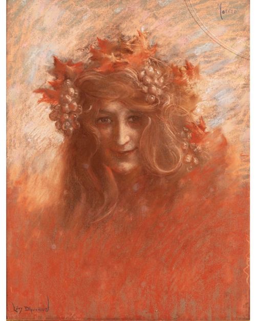 Autumn, Portrait of Marguerite Moreno, Lucien Lévy-Dhurmer. #lucienlevydhurmer #autumnportraitofmar
