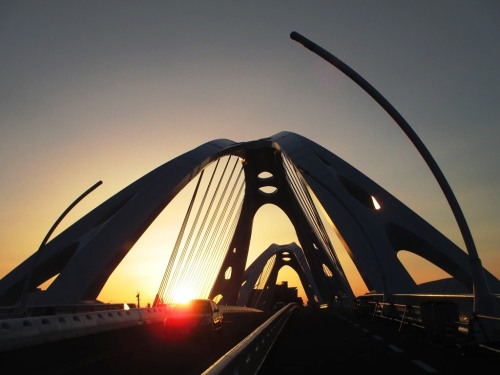 Toyota Long bridge at the time of sunset.