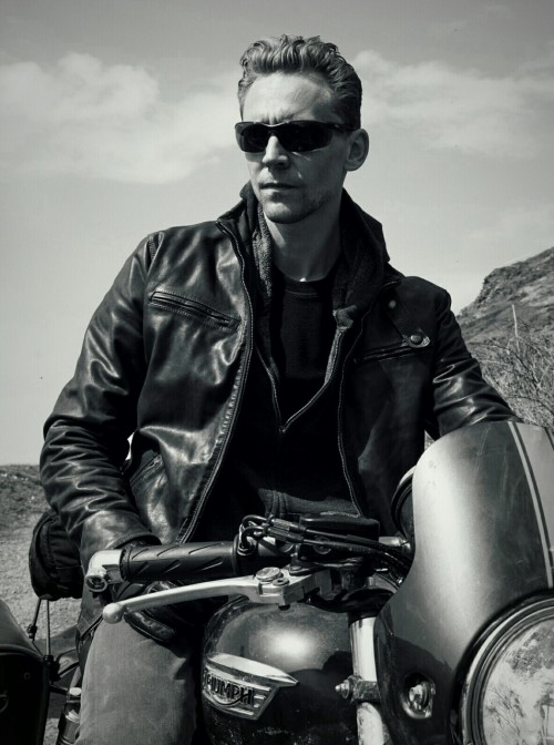 lolawashere:  Jonathan Pine and his bike in B&W, my edit. 