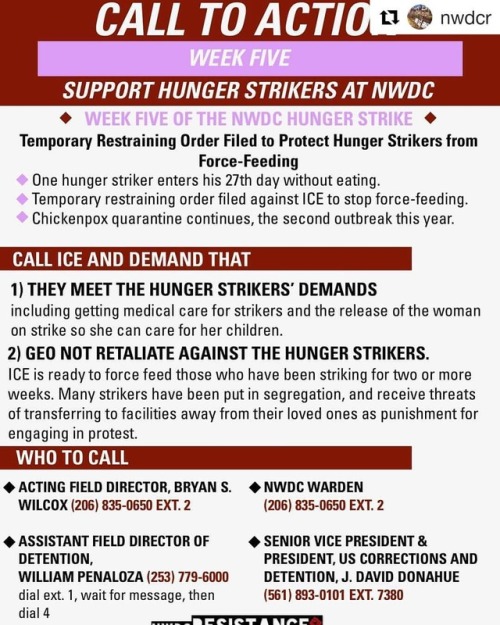 #Repost @nwdcr (@get_repost)・・・Today marks the beginning of WEEK 5 of #hungerstrike at #NWDC and day