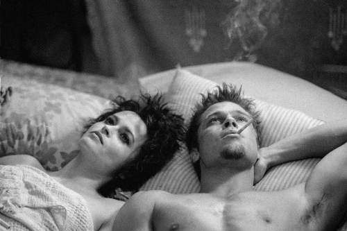 hbcsource:Previously unseen still of Helena Bonham Carter and Brad Pitt in ‘Fight Club’ 