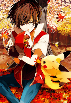 alternativepokemonart:  Artist: Asrhion on Pixiv Red and Pikachu by request. 