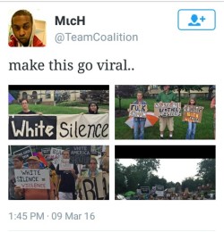 loudmindsofttalk:  whateveriblogis:  itsmisspickle:  deebott:  tillerboomin:  WHITE SILENCE = VIOLENCE  Yes  This is how you support black issues white folks