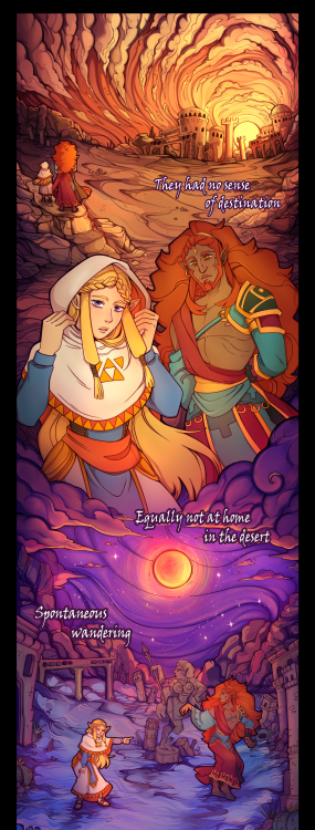 lunaartgallery: Zelda and Ganondorf set on a journey to explore the vast desert in search of past hi