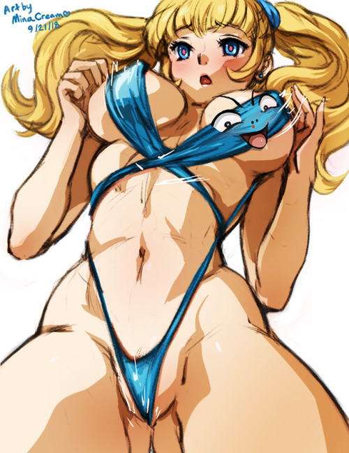 #416   Priscylla vs. the Lurking Bikini   When Priscylla tries on a seemingly innocent blue bikini found huddled  in a treasure chest, it springs to life with perverted ambitions…Priscylla is @studiocutepet ‘s adorable blonde mascot, who’s