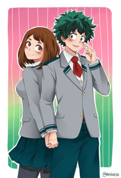 reishichi:  Here’s IzuOcha for my fellow fans!~ This is my third time drawing Midoriya and I always struggle drawing his hair. LMAO If things look messy, it’s because I can’t draw/color it. Sorry XDDSo yeah, I’m back to face the real world again