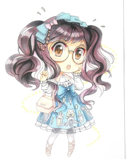 A very cute Lolita Coors based on a photo. #copic #copicmarkers #copicmultiliner #chibiart #chibi #k