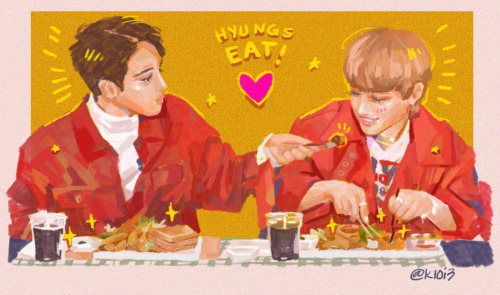 I find it v cute of them eating together so I drew them!