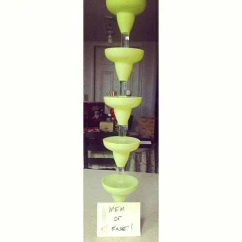 I came downstairs this morning to find this&hellip;. A tower of cups with water and a note that says
