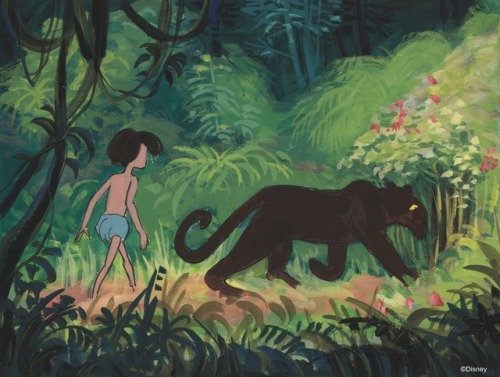 weirdlandtv:Concept art for Disney’s Jungle Book (1967).It was the first film I ever saw (though man