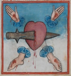 tierradentro:  “Stigmata Christi&ldquo; (detail), 1486, from the Waldburg-Gebetbuch. 