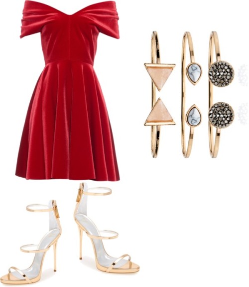 Gala Look by exotictrending featuring a hinged cuff braceletEmilio De La Morena red vintage dress, 1