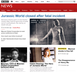 Jurassic World + fake news site [inspiration]