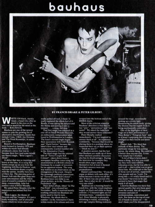 &lsquo;Bauhaus&rsquo;, &ldquo;Smash Hits&rdquo;, Vol. 3, #2, 1981Source