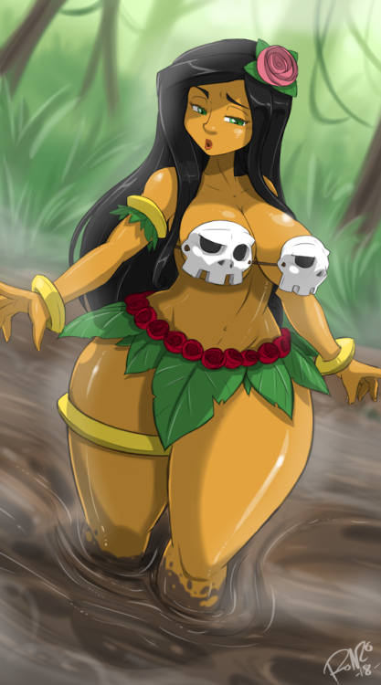 shonuff44: HULA GIRL in Quicksand.  This set of commissions were for Dethmetal of Hula Girl slowly sinking in Quicksand. I wonder how will she get out of this situation?  < |D’‘‘‘