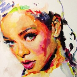 sweetpout:  Rihanna painting - by Charlaine Olivia 