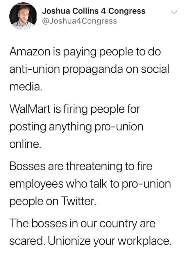 kittydesade:katthekonqueror:emmagoldman42:As a matter of fact, if your employer fires you for anything relating to forming a union, that’s retalition, and it’s illegal under federal law. If this happens to you, vontact the Equal Employment
