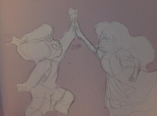 robooboe:  elasticitymudflap:  imagine sapphire and ruby highfiving so hard they crack eachothers gems and they have to suffer the fountain dip of shame as rose giggles at these two gay losers   