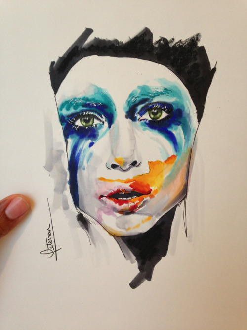 isketchfashion: Lady Gaga  R. Peterson Copic and ink on paper