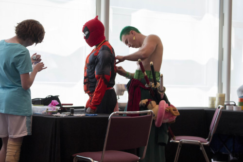Deadpool and One Piece: AnimeNext 2016 Wandered into the cosplay repair room and stumbled upon 