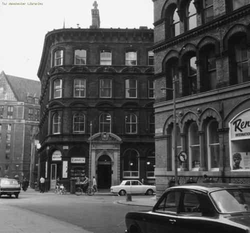 Fountain Street, Booth Street corner, Manchester  1969Same view on google maps