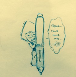 lynne-littell:Tiny dot hiding herself behind a drawing pen