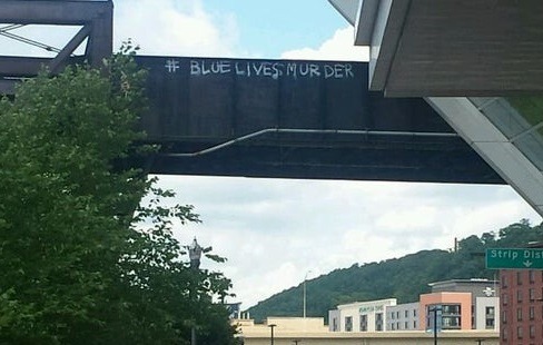 ‘#BlueLivesMurder’ graffiti in Pittsburgh