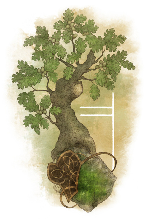 Irish Ogham series- Seventh feda/letter, Dair, ‘oak’ paired with Connemara marble (ophicalcite miner