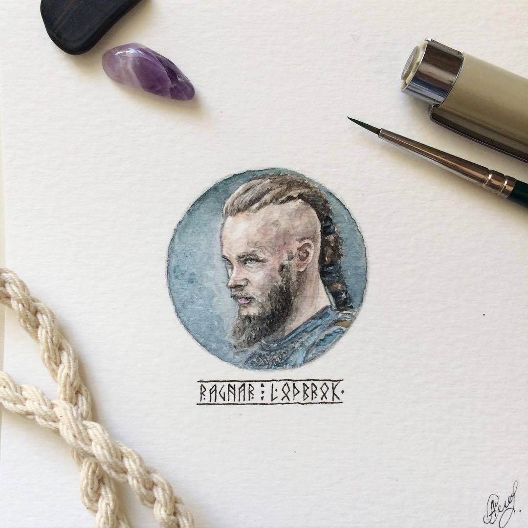 vikingshistory:  Ragnar Lothbrok by Anastasia. Anastasia is an artist from Russia.