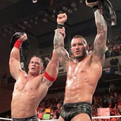 thisismediana:  I couldn’t choose between the two they are both my favorite wrestlers Man Crush Monday #mancrushmonday #randyorton #johncena  I would take both! Any time of the week!