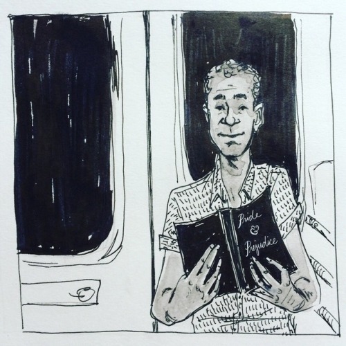 kitmillsdraws:inktober day ??: s/o to the guy on the train who noticed me trying to peep the cover o