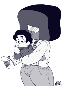 jen-iii:  Insert witty caption here like I didn’t just want to draw Garnet holding Steven while wearing cool jackets 