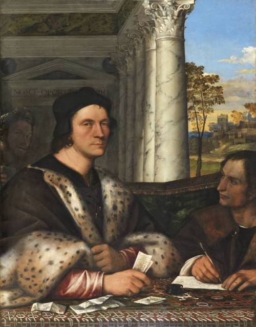 Retrato de Ferry Carondelet con sus secretarios por Sebastiano del Piombo, 1510-12 aprox.