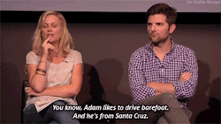 im-leslie-knope:   “What is the biggest way in which each of you kind of differs from your character?”  The cast of Parks and Recreation talks at Google. September 6, 2012. (x) 