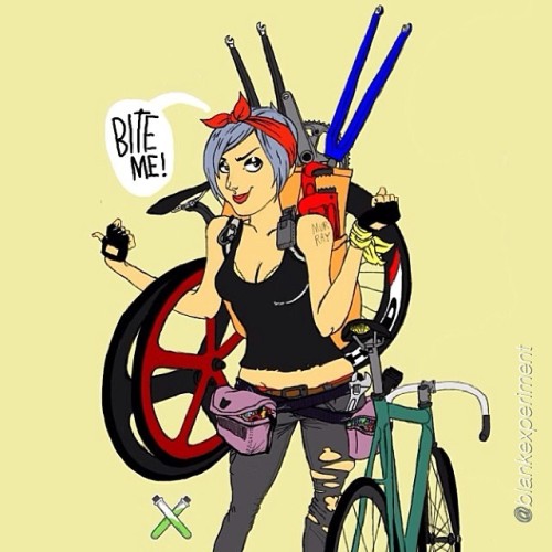 fixiegirls:  @blankexperiment #fixedgear #fixiegirl #illustration #artcrank