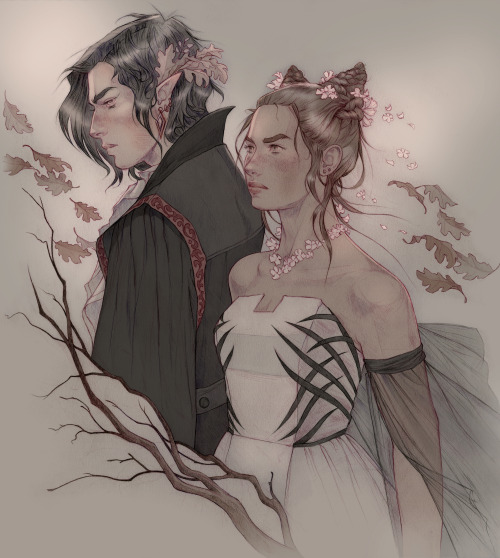 ekbelsher:Jude Duarte and Cardan Greenbriar as I imagine them: Jude is focused and a little cross; Cardan is watching her carefully and trying to look like he’s not 🖤 I’m experimenting with skipping the watercolour step and going full digital colour. The pro: it’s faster. The con: you don’t get quite the same organic texture. I kept the restrained colour palette that I generally prefer, and tried to get at least some texture from the pencil crayon and the paper itself. It’s a different look, but it’s growing on me! Next time I might try adding more pencil texture to the background. #hello and hi THEY are the moment  #.  ˚ ⋆ ✷  (  𝚒𝚒    .  vis  /  cardan greenbriar  *  #.  ˚ ⋆ ✷  (  𝚡𝚒𝚒    .  dyn  /  cardan greenbriar & jude duarte * #warnsyou